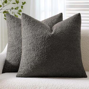Imagem de ANRODUO Pacote com 2 capas de almofada texturizadas, cinza macio, decorativo, sólido, capa de almofada confortável e moderna para sofá, quarto, sala de estar, decoração de casa, 50 x 50 cm
