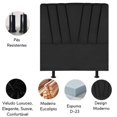 Imagem de Cabeceira Solteiro Cama Box Estofada 100 Cm Emma Veludo Preto