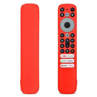 Imagem de MOVHEIYL RC923 Capa para controle remoto TCL RC902V RC902V FMR1 / RC813 FMB1 / RC923 (2023) TCL Q6 Q7 QM8 S4 S3 Series Google TV Remote Lavável Anti-perda Capa de silicone - brilha no escuro (vermelho