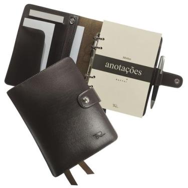 Imagem de Agenda Minhas Anotações 196-R Personalizada Raffai Couros, Café