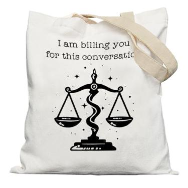 Imagem de APJYM Sacola divertida para presentes de advogados, presentes de advogados para mulheres, sacolas de lona, presente para advogados, estou cobrando você por esta conversa, sacolas de compras de