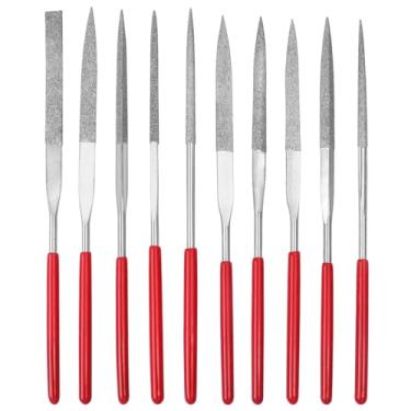Imagem de Evponk 10 peças mini conjunto de lixa de agulha de diamante, 3 x 140 mm, pequenos arquivos de metal, joalheiros, ferramentas manuais de precisão para pedra vidro, joalheiros de madeira, polimento e