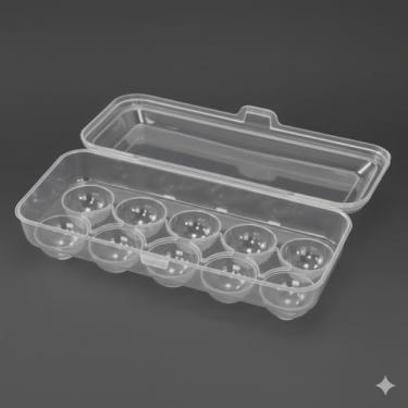 Imagem de Organizador para Ovos com Tampa 10 Unidades – Plástico Resistente PP – Design Compacto – Proteção Antiquebra – Armazenamento Seguro para Geladeira e Despensa