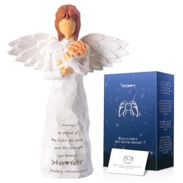 Imagem de Cenjeery Presentes de aposentadoria para mulheres, melhores estatuetas de anjo para colegas de trabalho, decorações de festa aposentadas de 14 cm para médicos, professores, enfermeiros