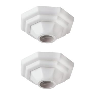 Imagem de Kit 2 Plafon Luminária Plafonier Pirâmide Paflon Branco Lâmpada Teto E27 Soquete Bocal Porcelana Bivolt 100W