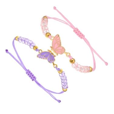 Imagem de Falzqq 2 pulseiras de borboleta da amizade combinando pulseiras melhores amigas, pulseira de fio ajustável, pulseira da amizade, berloque feito à mão, joias presentes para mulheres casais BFF