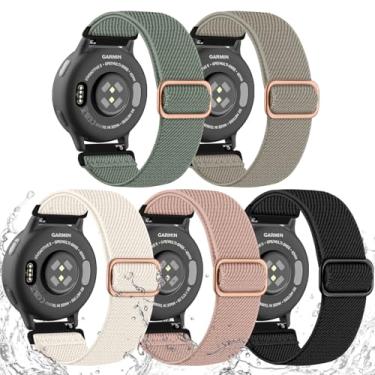 Imagem de Pulseira de liberação rápida de 20 mm compatível com Garmin Vivoactive 5, pulseira de nylon elástico trançado macio resistente à água para Vivoactive 6/Venu Sq/Sq Music/2 Plus, Forerunner 245/165/55