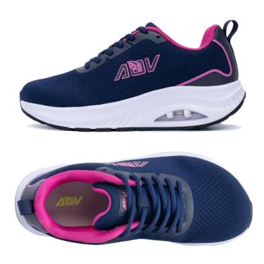 Imagem de F FEESUR Tênis feminino com bico largo, suporte de arco, tênis ortopédico largo para fascite plantar, Bluepink, 10.5 Wide