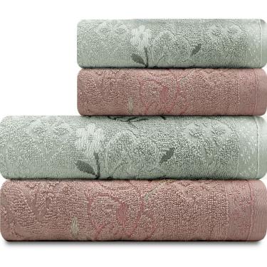 Imagem de Jogo De Toalhas 4 Peças Banho Rosto Algodão Yuna Karsten