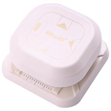 Imagem de Furador portátil 4 em 1 para planejadores encadernados a disco, plástico ABS branco, inclui régua e guias de padrão, 3,5 x 9 cm