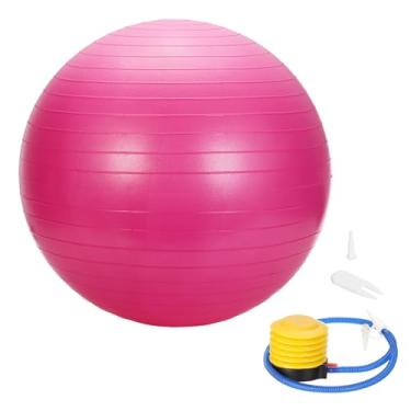 Imagem de YELARXI Bola de ioga, bola de exercício 55 cm e PVC e rosa antiderrapante estabilidade Pilates treino de parto extragrosso com bomba – adequado para (treino de ginástica de equilíbrio)