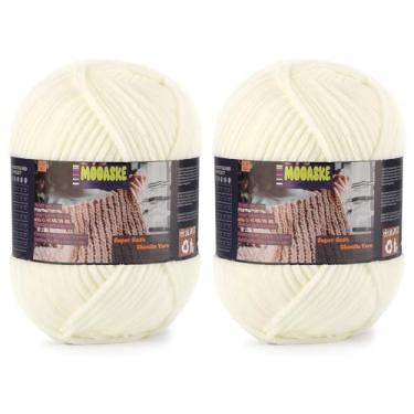 Imagem de 2 novelos de fio de chenille fofo para crochê - fio de cobertor de bebê para tricô - fio de veludo para crochê Amigurumi, fios ultramacios, peso total 400 g, comprimento total 480 m/524 jardas (2