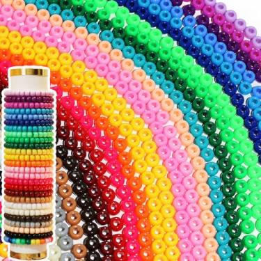Imagem de Richbunnys 1000 contas de pônei de plástico multicoloridas a granel para artesanato, 6 * 9 mm cores sortidas contas de cabelo, incluindo preto, vermelho, azul, branco para fabricação de pulseiras