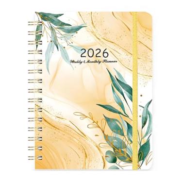Imagem de Caderno planejador de calendário, adequado para trabalho e tarefas diárias, escritório, casa, notas de trabalho, plano de exercícios, 2025-2026, caderno de folhas soltas (verde)