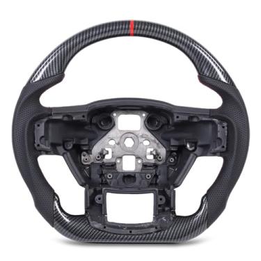 Imagem de Luocute Volante Com Aparência de Fibra de Carbono Hydro Dip, Substituição de Fundo Plano de Couro Perfurado Com Tecnologia de Moldagem ABS e Punho de Espuma PU, para 250 350 2017 2022