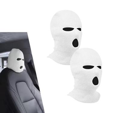 Imagem de Dogary Capa de encosto de cabeça de carro com 2 peças, máscara facial personalizada para assento de carro para longe da ansiedade social, capa de proteção abrangente antiarranhões, acessório interno