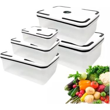 Imagem de Organizador de Alimentos com 8 Compartimentos, Recipientes Plásticos para Armazenamento, Branco, Ideal para Cozinha e Geladeira