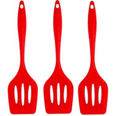 Imagem de Espatula De Silicone Vazada Vermelha Grande Kit 03 Un - Art House
