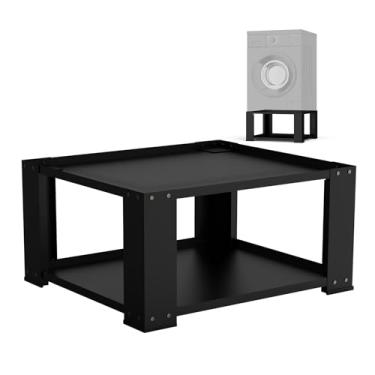 Imagem de SKM Suporte de máquina de lavar e secar – Pedestal de aço resistente de 68,5 cm e 71,1 cm, capacidade de 317,5 kg, altura de 39,9 cm, elevador universal para máquina de lavar, preto