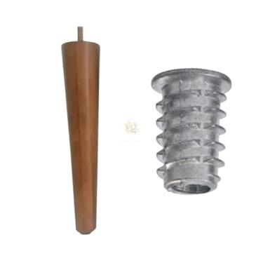 Imagem de Kit Pés Palito 15cm Madeira Para Móveis + Bucha Americana Sofá Poltrona Puff (Bucha Americana, Unidades, 1)