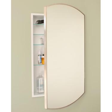 Imagem de Armário de remédios retangular com moldura de metal Harper Crescent de 50 x 76 cm, espelho arqueado, abertura de parede de 35,5 x 45,7 cm, aço revestido com pó, prateleiras de vidro ajustáveis, fecho