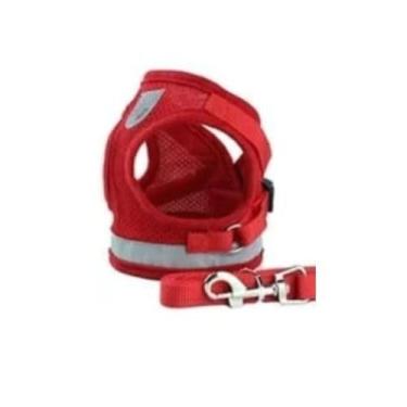 Imagem de Coleira Peitoral para Cães e Gatos - Conforto e Segurança, Tamanho Médio, Refletiva e Respirável(VERMELHO,P)