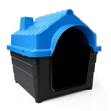 Imagem de Casinha Plástica Cachorro N6 e N7 Porte Médio Com Colchonete(Azul,N7)