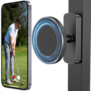 Imagem de Suporte de telefone e suporte de telefone para carrinho de golfe, magnético, Mag.Safe iPhone 12-16, ímãs duplos ultra fortes 20X N52, rotação de 360° sem berço, serve para EZGO/Club Car/Yamaha/Icon