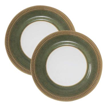 Imagem de Jogo 2 Pratos De Sobremesa Celebrate Verde Cerâmica Alleanza 20cm