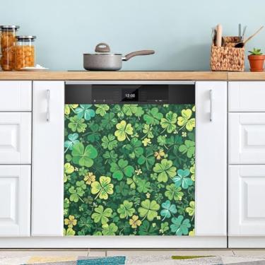 Imagem de ATTX Capa magnética para lava-louças do trevo do Dia de São Patrício, 58,4 cm C x 66 cm A, decoração da capa da máquina de lavar louça, decalques para armários domésticos e eletrodomésticos adesivos