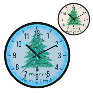 Imagem de Blueangle Relógio de parede LED que brilha no escuro e ativado por voz, luzes coloridas silenciosas de 30,5 cm, design de árvore de Natal, operado por bateria para decoração de quarto e sala de estar