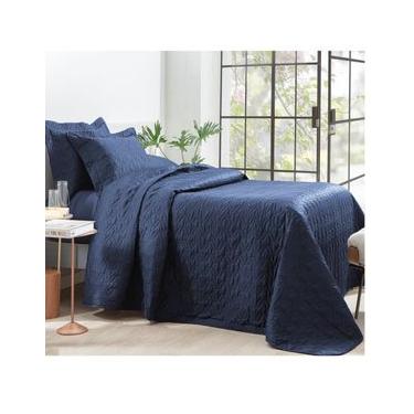 Imagem de Cobre Leito Satinée Marinho Solteiro 300 Fios - Kacyumara Solteiro