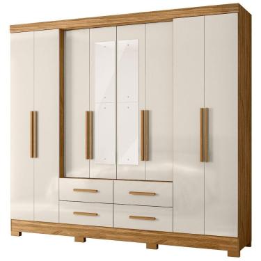 Imagem de Guarda Roupa Casal Espelho 8 Portas 237 Cm San Lorenzo Freijo Off White Moval