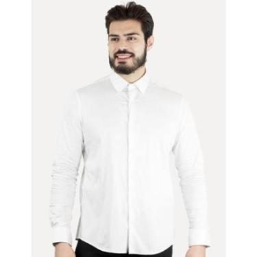 Imagem de Camisa Calvin Klein Masculina Slim Essential Basic Logo Branca-Masculino