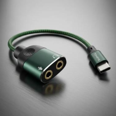 Imagem de TOMATE Adaptador USB Tipo C para 2x P2 3.5mm, Áudio e Microfone, 15cm, Verde, Cabo Duplo Headset Gamer