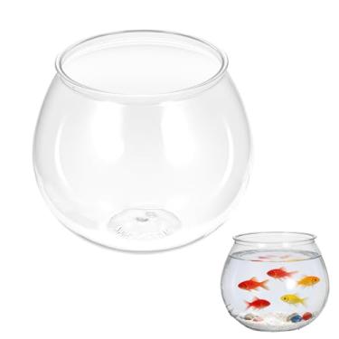Imagem de SynHHergyx Tigela de peixe de plástico pequena decorativa de 850 g tigela redonda de plástico para aquário tigela resistente inquebrável para vasos de mesa central, decorações de festa, pacote com 1