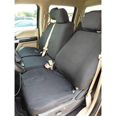 Imagem de Durafit Seat Covers, F509-C8, cinza à prova d'água, compatível com Ford F150 XLT/Lariat 2015-2021, banco dividido 40/20/40, abertura inferior do assento de 20 seções e console de abertura, airbags de