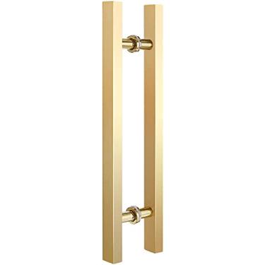 Imagem de FAFACAI Puxadores de porta push pull, puxador de porta de vidro comercial dourado barra de aço inoxidável interior exterior (prata 100 cm/39 pol) (ouro 80 cm/32 pol)