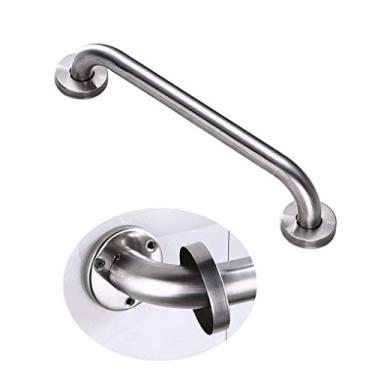 Imagem de uhyOHF Barras de apoio de banheiro, barras de apoio de chuveiro, barra de apoio de banheiro de 30 cm de aço inoxidável escovado de aço inoxidável prateado corrimão de suporte de segurança para