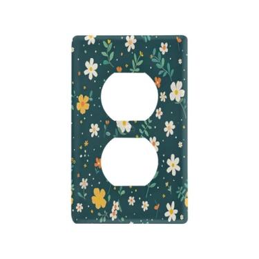 Imagem de Wassud Flores simples interruptor de luz placa decorativa para tomada placa de parede para tomadas elétricas duplex 4,53 x 2,76 polegadas