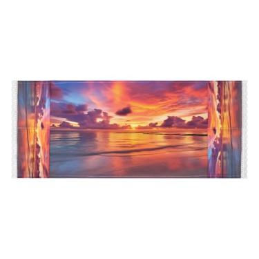 Imagem de Wassud Capas de lavadora e secadora de pôr do sol vibrantes, protetor de lavadora com sacos de armazenamento, capa de geladeira à prova de poeira com bolsos para lavanderia doméstica, cozinha, 120 x