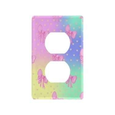 Imagem de Wassud Placa decorativa para interruptores de luz com arcos e corações, placa de parede para tomadas elétricas duplex