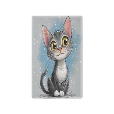 Imagem de Wassud Placa de cobertura de interruptor de luz de gato cinza, 1 capa de tomada em branco placa de parede decorativa decoração de casa sala de estar quarto