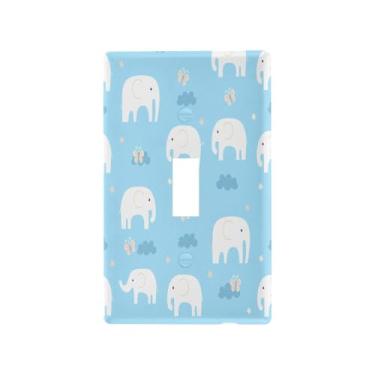 Imagem de Wassud Elefantes brancos Placa de cobertura decorativa para tomada de tomada placa de parede para tomadas elétricas, interruptor único 11 x 6 cm