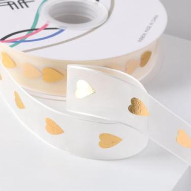 Imagem de Fita de estrela de folha dourada, cordão de embrulho de presente, para embrulho de aniversário, laços de cabelo, artigos de presente de festa, artesanato DIY (D)