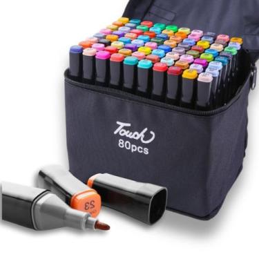Imagem de Kit Estojo Canetinhas Ponta Dupla Marcador Permanente Touch Orginal