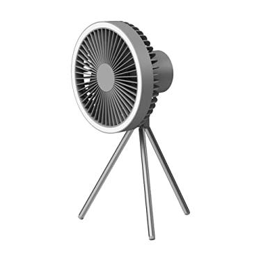 Imagem de Ventilador Suspenso LED de 7 Polegadas com Luzes Acampamento USB Tripé Mesa Portátil 3 Velocidades para Escritório Dormi