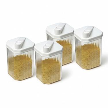 Imagem de Kit 4 Farinheiros Açucareiros 480ml de Acrílico com Tampa Dosadora – Praticidade e Elegância na Sua Cozinha