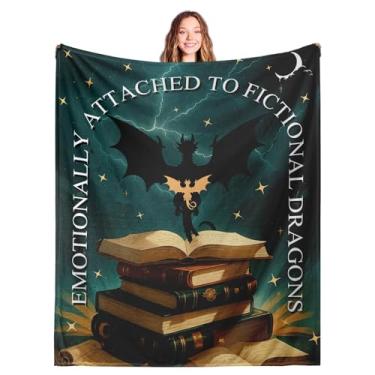 Imagem de KINMES Cobertor de dragão 127 x 152 cm, mercadoria da quarta asa, cobertor de livro para amantes de livros, livraria, cobertor de dragão para adultos, adolescentes, mulheres, homens, presentes