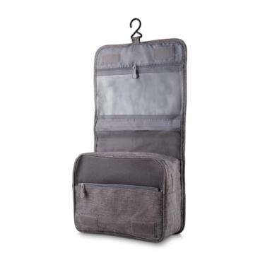 Imagem de Necessaire Grande de Viagem com Cabide – Poliéster Cinza, Prática e Organizada